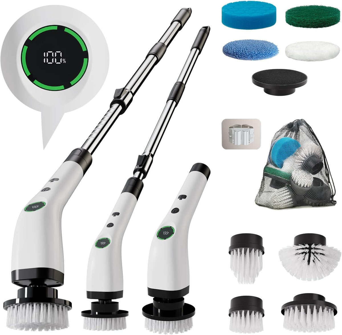 Cordless electric spin scrubber
