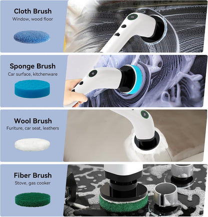 Cordless electric spin scrubber