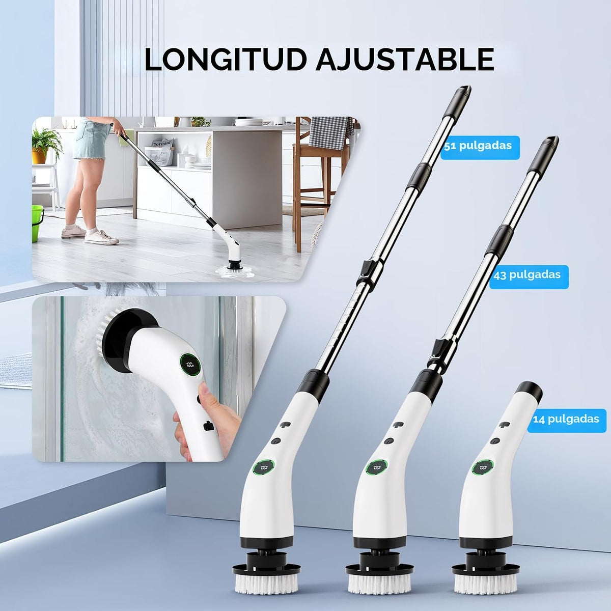 Cordless electric spin scrubber