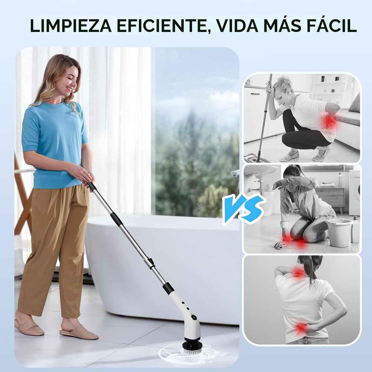 Cordless electric spin scrubber